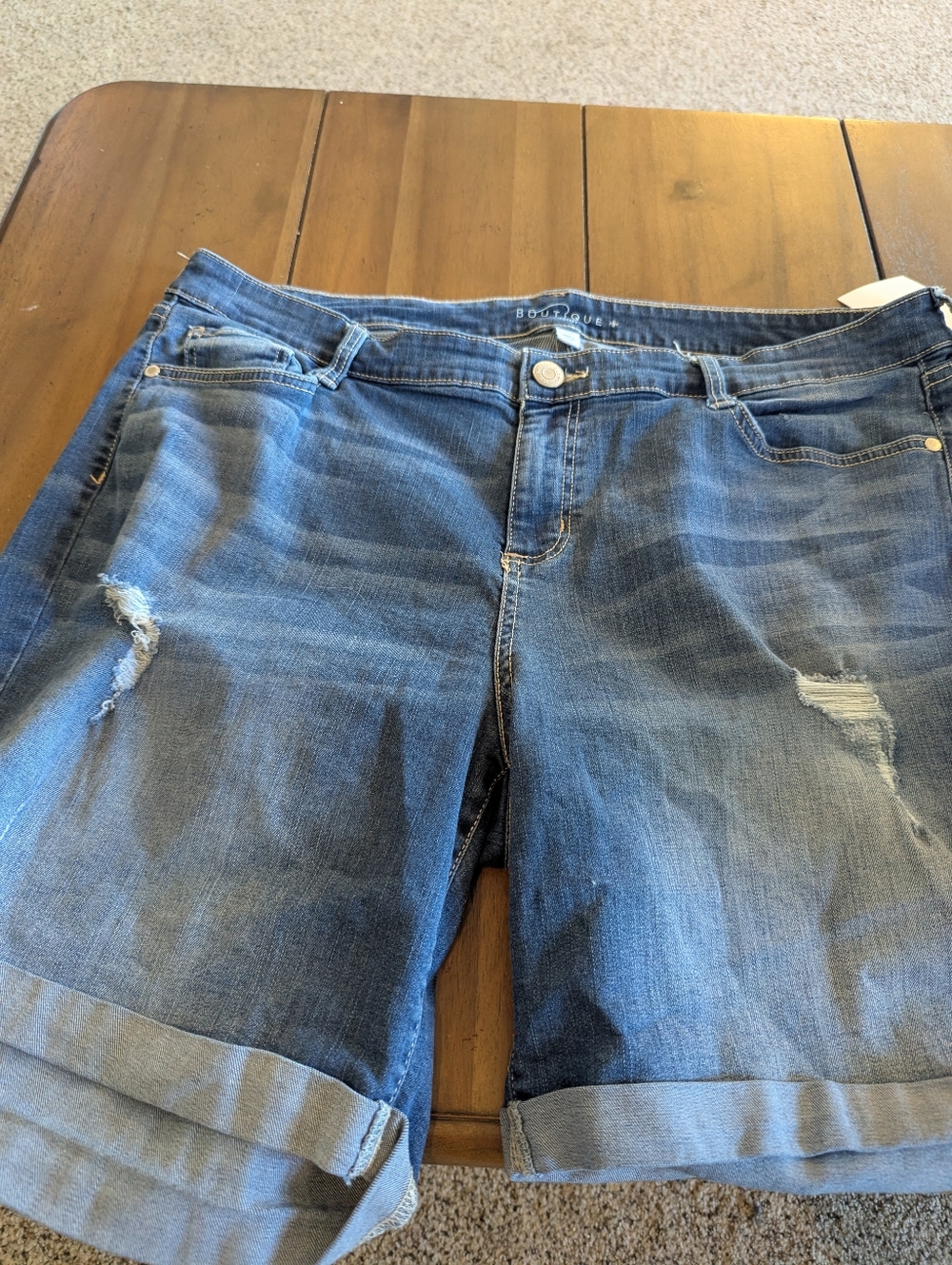 Mid-Blue Rolled-Cuff Denim Bermudas